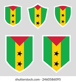 Set of Sao Tome and Principe Flag in Shield Shape