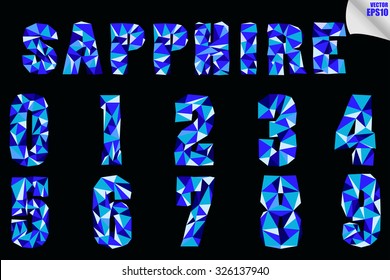 set of sapphire lowpoly number.