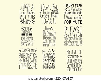 set of sarcastic  t-shirt design 
