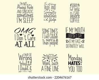 set of sarcastic  t-shirt design 