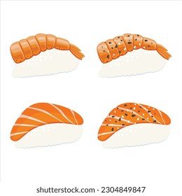 Set of sashimi food japanese illustration, asian food set. Japanese Food Concept