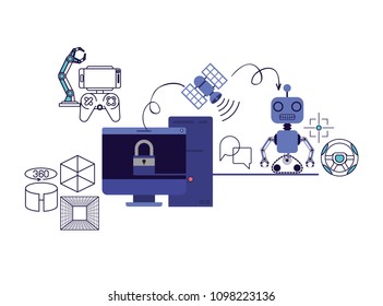 set satellital technology icons
