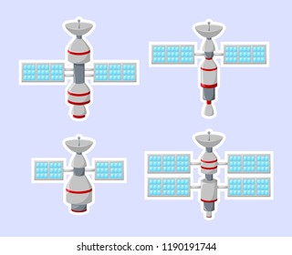 Set of satellite icon isolated on gray background
