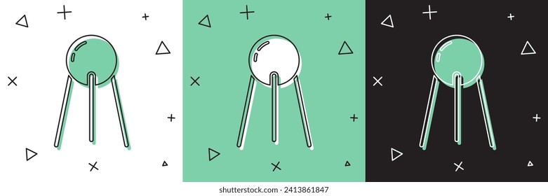 Set Satellite icon isolated on white and green, black background.  Vector