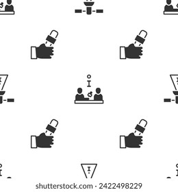 Set Satellite, Interview and Journalist news on seamless pattern. Vector