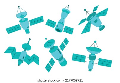  set of satellite on a white background.