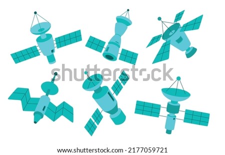  set of satellite on a white background.