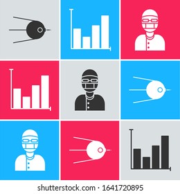 Set Satellite, Pie chart infographic and Assistant icon. Vector