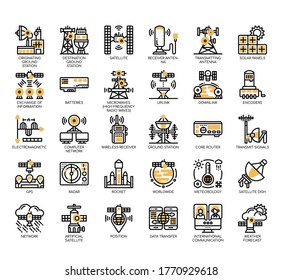 Set of satellite thin line and pixel perfect icons for any web and app project. 