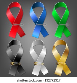 A set of satin ribbon folded into a loop