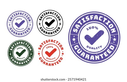 Set of satisfaction guaranteed circular stamp logo