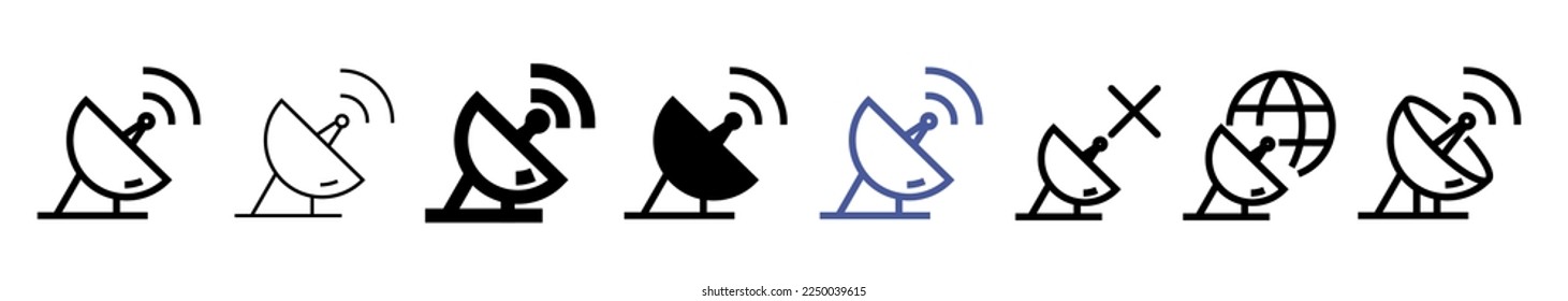 Set of Sattelite line shapes, thin line design vector illustration