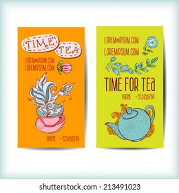 Set saturated modern business card template  tea