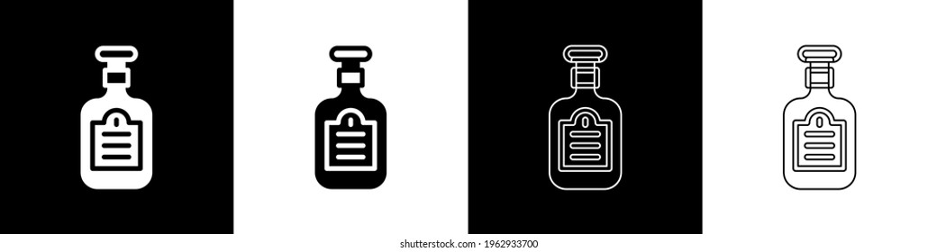 Set Sauce bottle icon isolated on black and white background. Ketchup, mustard and mayonnaise bottles with sauce for fast food.  Vector