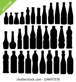 Set of sauce bottle silhouettes vector