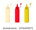 Set of sauce bottles on white background. Vector illustration