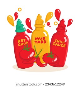 set of sauce  illustration cartoon vector