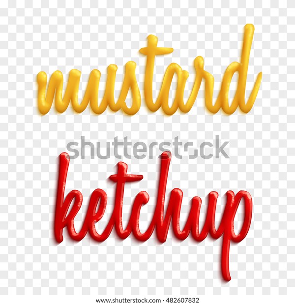 Set Sauce Words By Mustard Ketchup เวกเตอร์สต็อก (ปลอดค่าลิขสิทธิ์