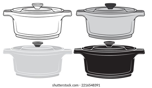 Set of Saucepan in isolate on a white background. Vector illustration