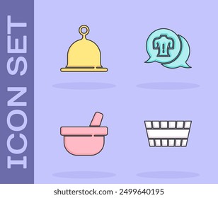 Set Sauna bucket, hat, Mortar and pestle and Massage icon. Vector