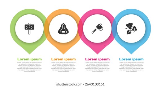 Set Sauna, hat, Wooden axe and Oak leaf. Business infographic template. Vector