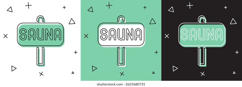 Definir ícone da Sauna isolado no fundo branco e verde, preto.  Vetor