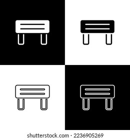 Set Sauna wood bench icon isolated on black and white background.  Vector