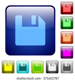 Set of save color glass rounded square buttons