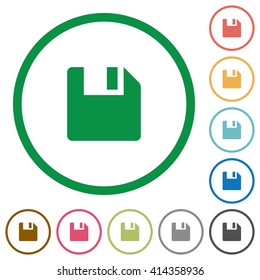 Set of save color round outlined flat icons on white background