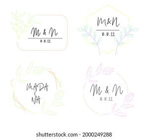 Ensemble de date de sauvegarde Invitations, invitations de remerciements, création de carte rsvp moderne sur des branches de plantes ornementales Modèle rustique élégant image vectorielle