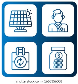 Set of save icons. Such as Renewable energy, Lifeguard, Reuse, Savings , save icons