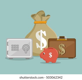 set save the money icon design