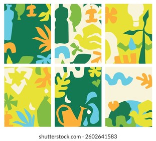 Set of Save the planet and Ecology illustrations for the Earth Day posters and cards. Layouts for prints, flyers, covers, banners design. Eco concepts.