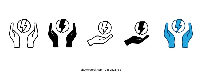 Set of Saving energy icons collection. Renewable and maintainable electricity power energy sign. Vector Illustration.