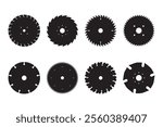 Set of saw blade silhouettes, isolated on white background