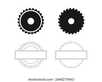 set of saw border frames design, sawmill vector illustration, isolated on transparent background