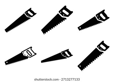Set of saw icon silhouette vector art illustration