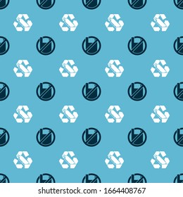 Set Say no to plastic bags poster and Recycling plastic bottle on seamless pattern. Vector