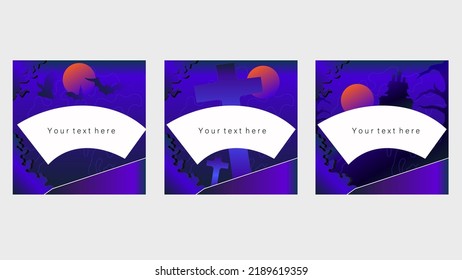 Set Scale 1:1 Instagram Template Post Halloween Vector