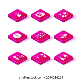 Set Scale with cardboard box, Carton, rice tag Free, Mobile app delivery tracking, Delivery security shield, Location and Home services icon. Vector