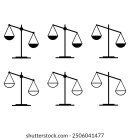 Set of Scale equal icon, lawyer crime web sign, protection balance isolated vector illustration .