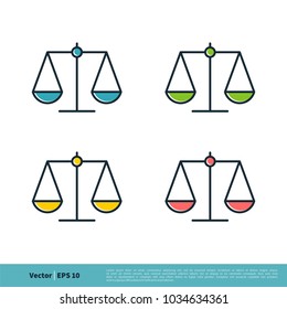 Set Scale of Justice, Law, Attorneys Icon Vector Logo Template Illustration Design. Vector EPS 10.