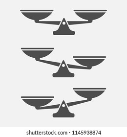 Set of scales balance isolated on white background. Vector illustration. Eps 10.