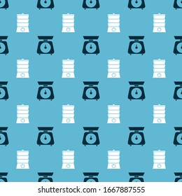 Set Scales  and Double boiler  on seamless pattern. Vector
