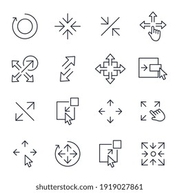 Set of Scaling Arrow icon. Resize pack symbol template for graphic and web design collection logo vector illustration