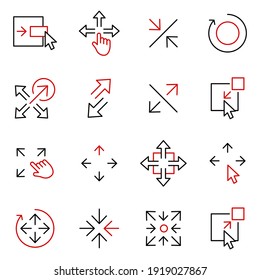 Set of Scaling Arrow icon. Resize pack symbol template for graphic and web design collection logo vector illustration