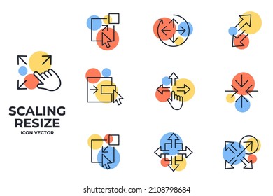 Set of Scaling Arrow icon. Resize pack symbol template for graphic and web design collection logo vector illustration