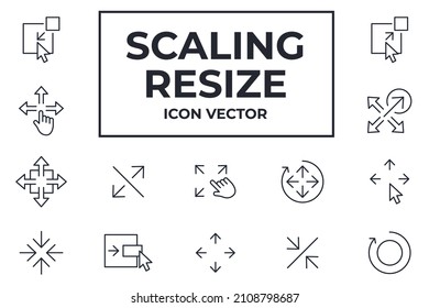 Set of Scaling Arrow icon. Resize pack symbol template for graphic and web design collection logo vector illustration