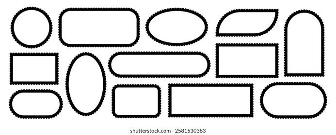 Set of scallop different form frame, badge, label, banner vector icons