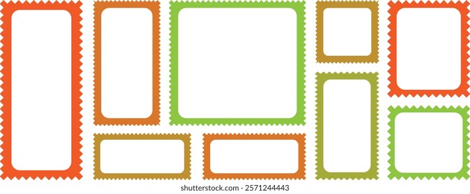 Set of Scallop edge rectangle Border frame collection. Wave scallop squiggle frames. Squiggle stories frame vector set. Cloudy wave curve edge frame. Vector Illustration.